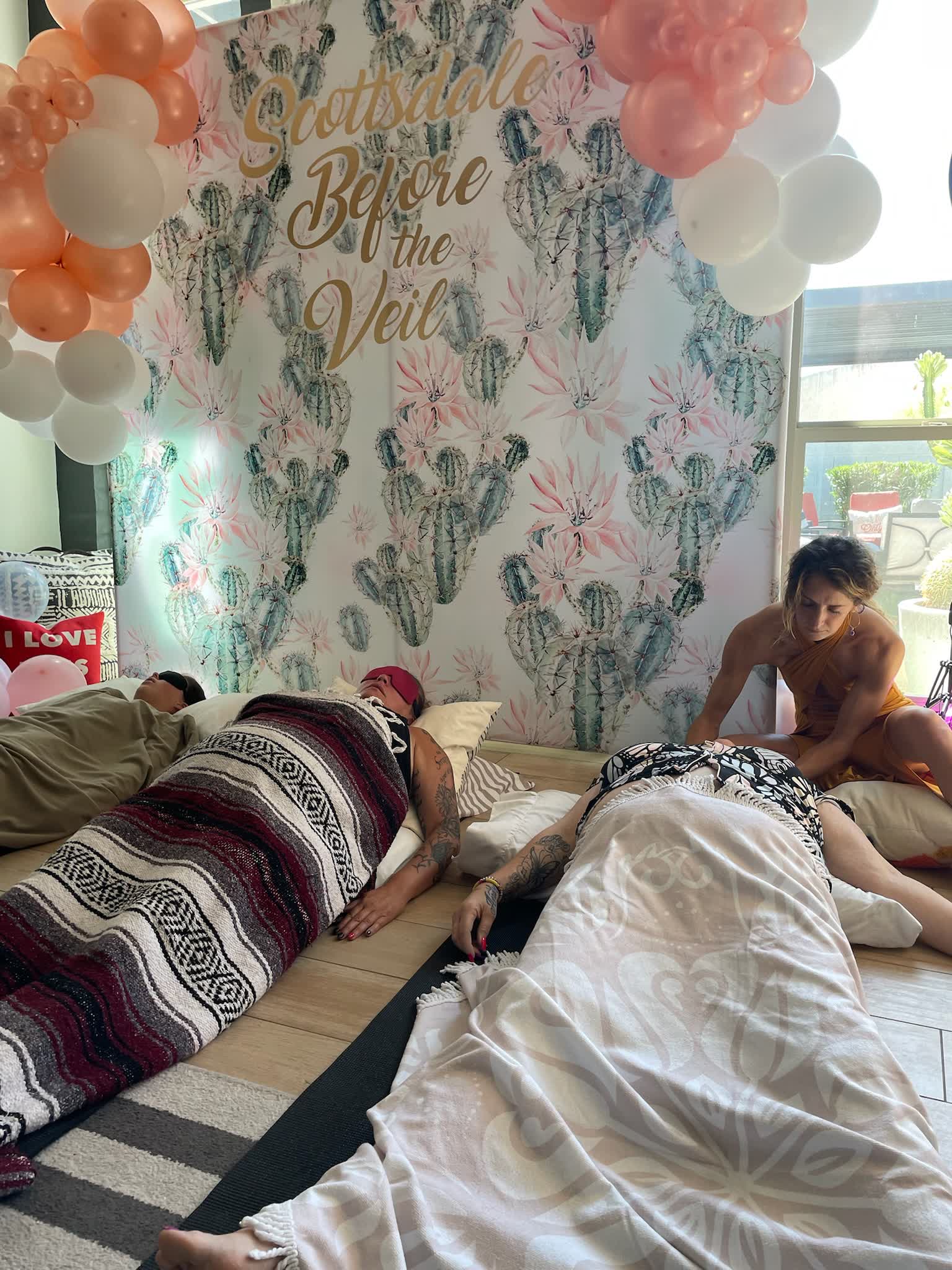Close up of bachelorette party Breathwork session