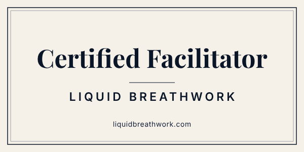 Certified Breathwork Facilitator badge, Liquid Breathwork, cream version