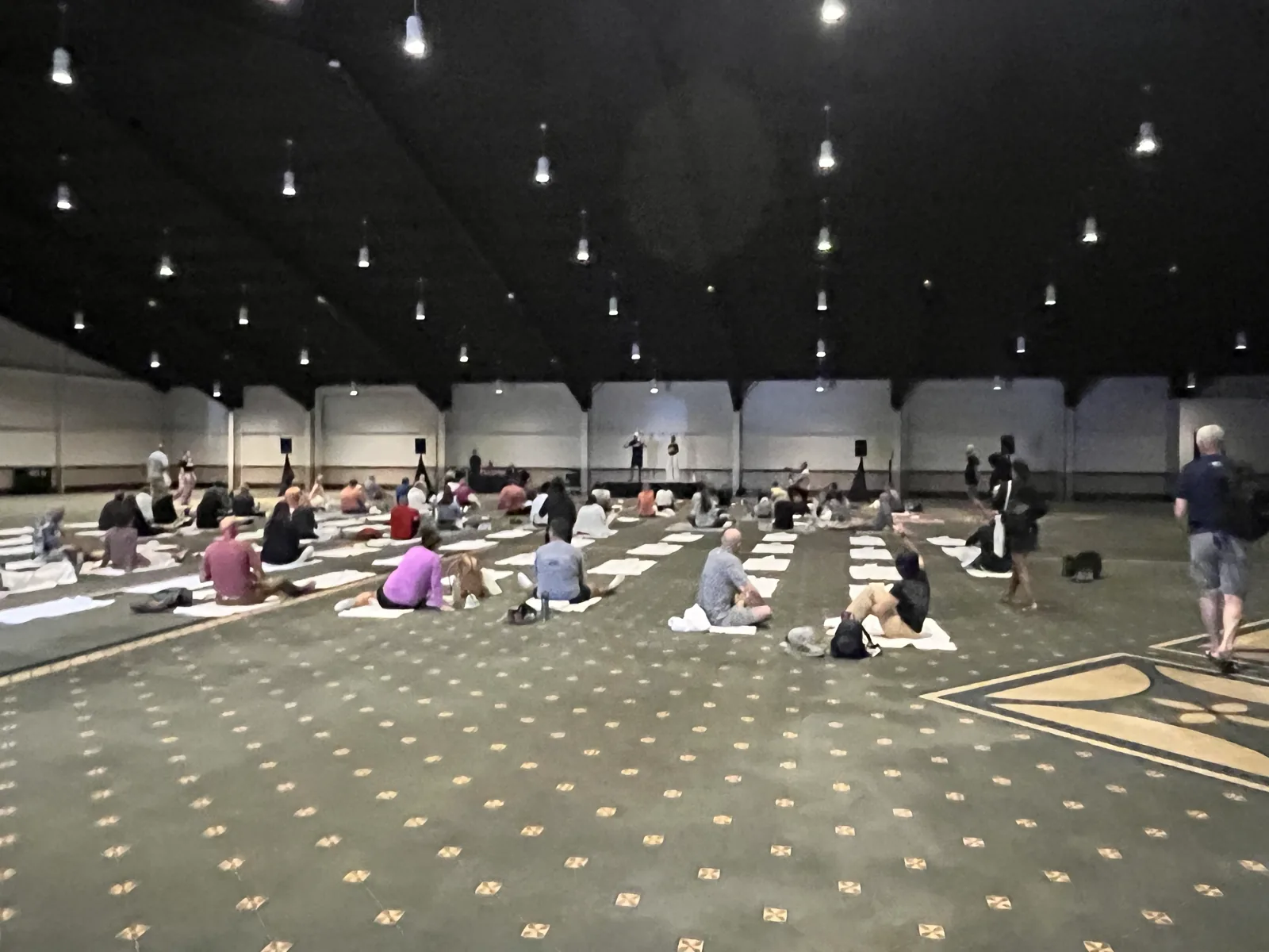 83-person group Breathwork session on mats at Fit Father Live 2026
