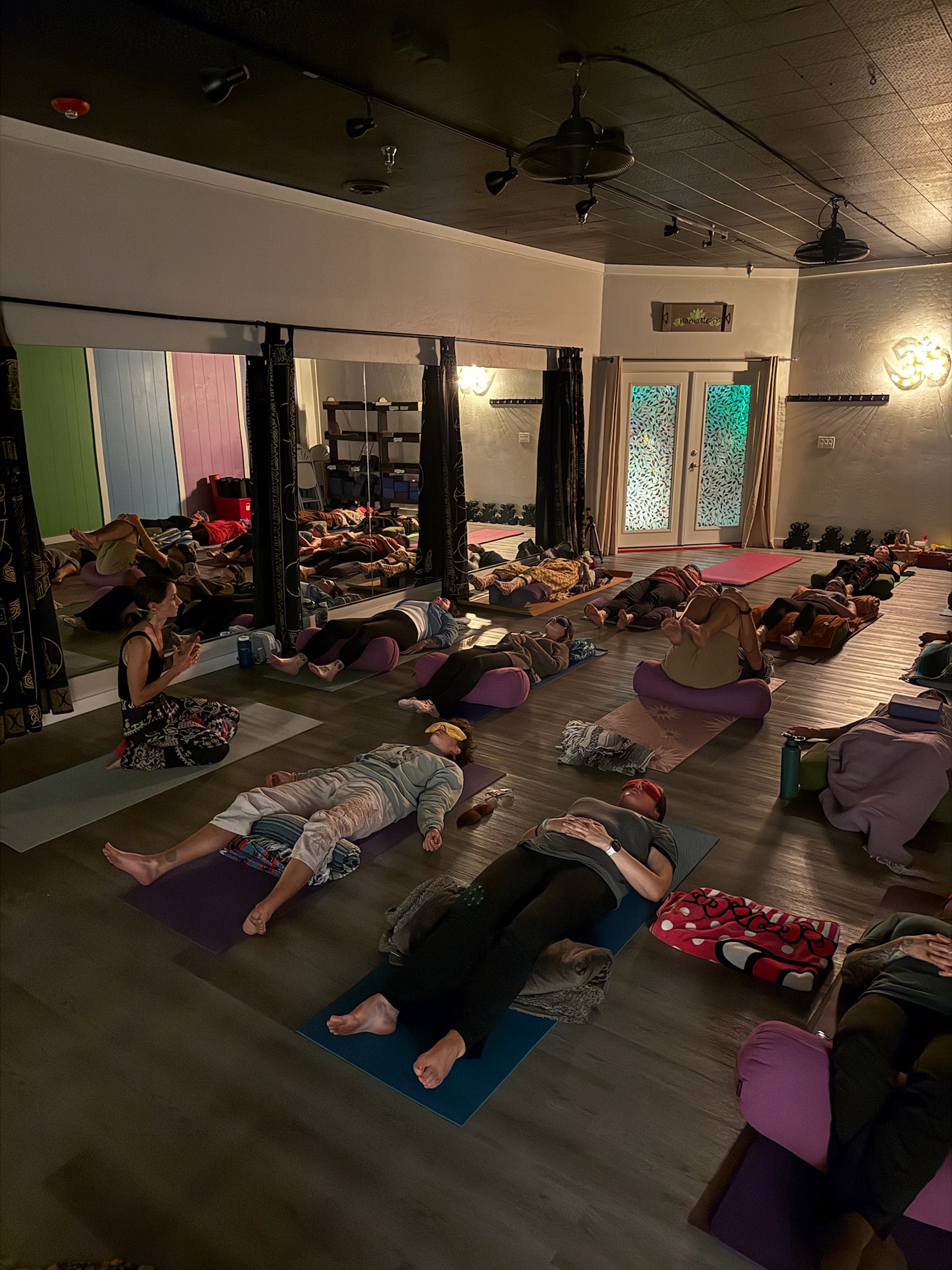 Group Breathwork and sound bath session at Earth and Herbs Arizona yoga studio in Prescott, AZ