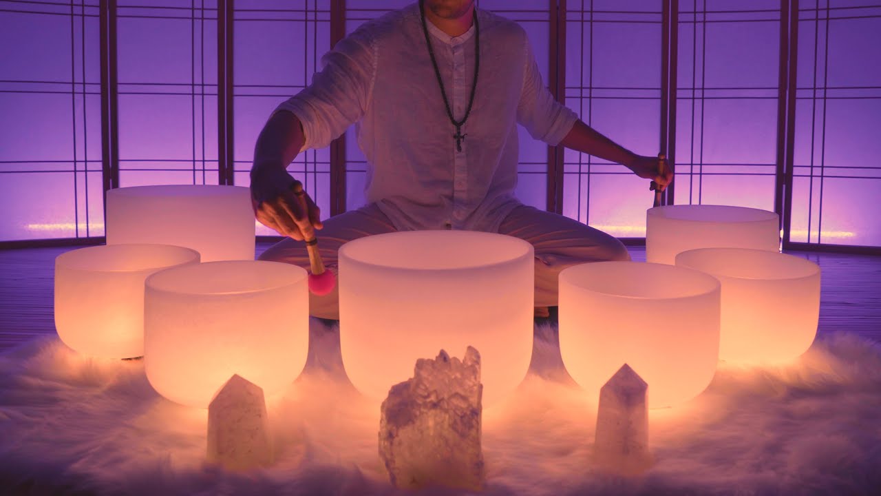 Crystal singing bowls for sound healing