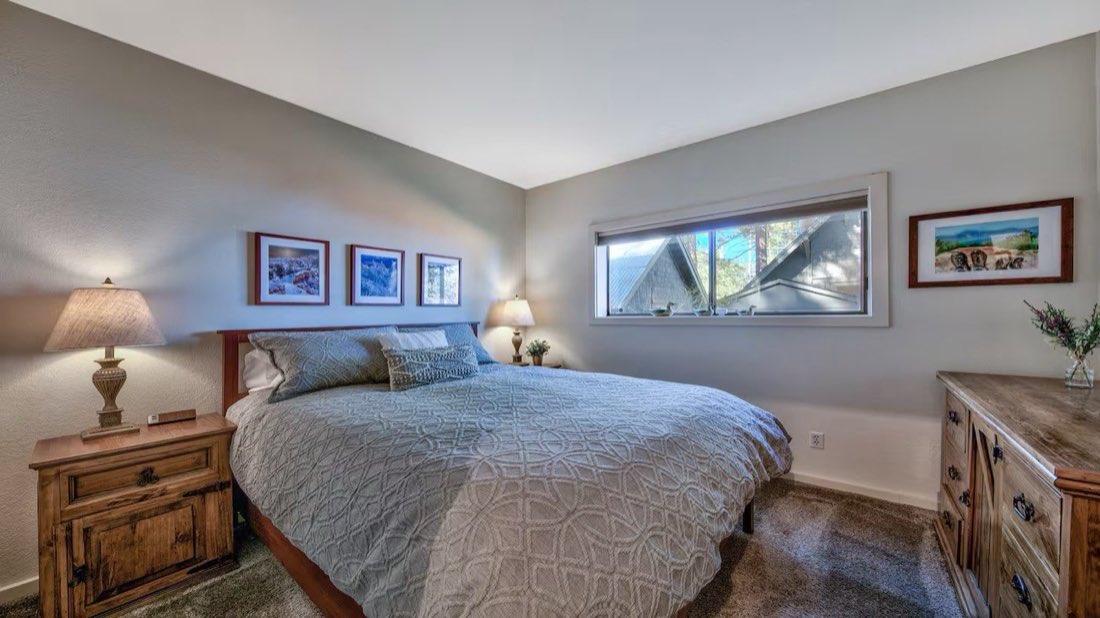 Cozy cabin living space at the Lake Tahoe Breathwork retreat