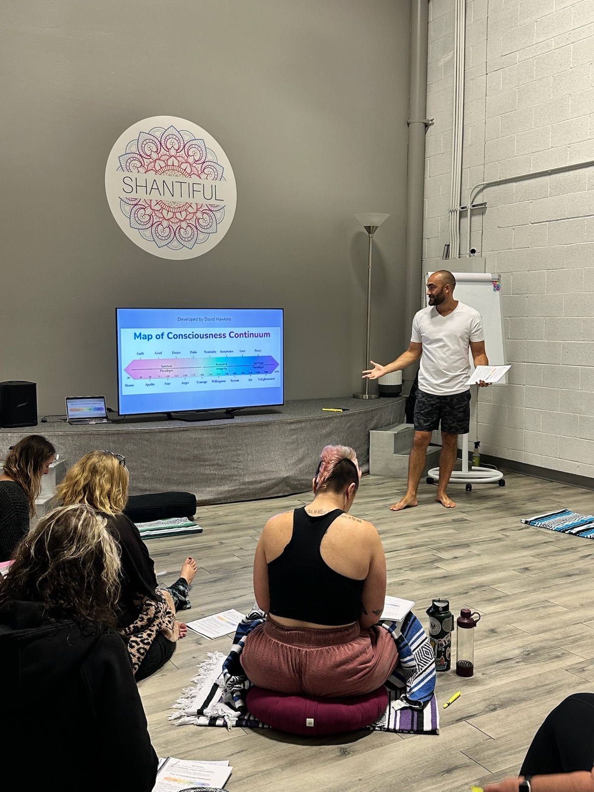 Hands-on Breathwork facilitation practice between students at a Liquid Breathwork training